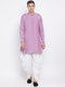 Vastramay Men's Purple Cotton Blend Kurta and Dhoti Set